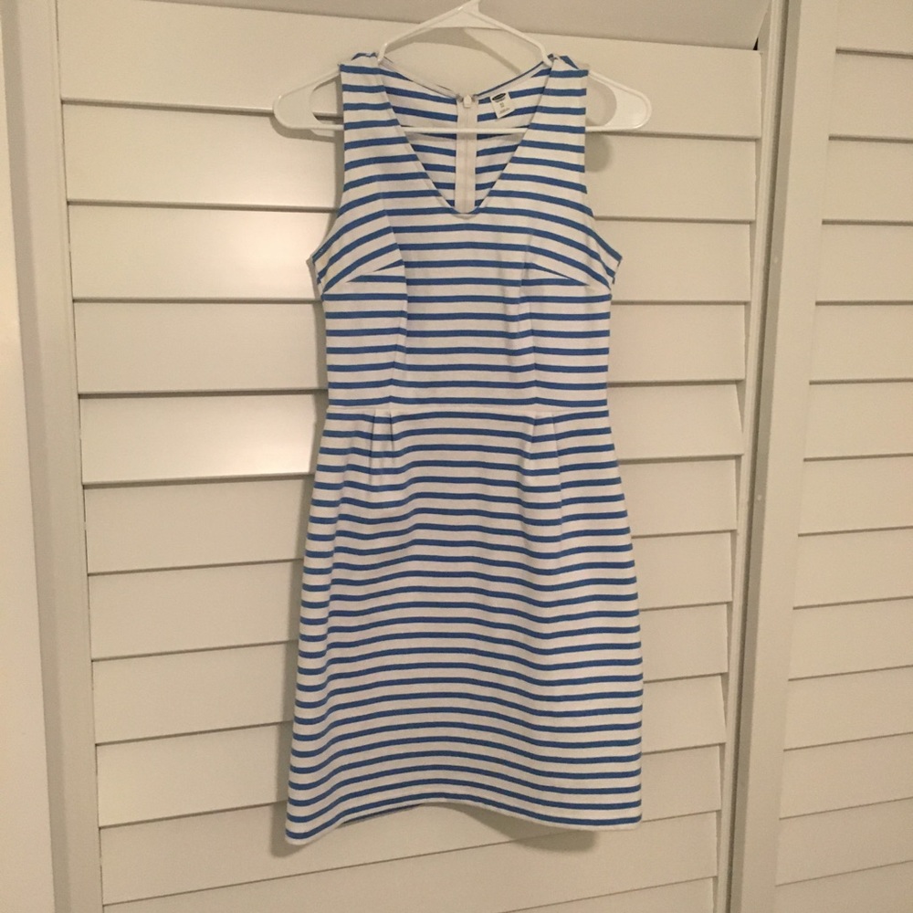 Pale blue and white striped dress